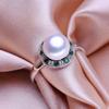 seniko Naturlige ferskvannsperleringer for kvinner mote kvinnelige cubic zirconia CZ ring perle smykker justerbar ring