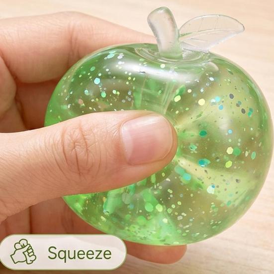 Relaxing Desk Toys for Office Maltose Glitter Apple Squeeze Stress Ball Soft TPR Slow Rising Fidget Rubber