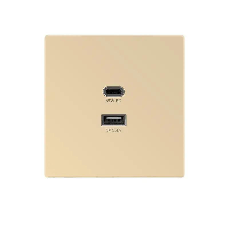 Universal 2 Port 30W 65W Type-c Super Fast Charging Wall Socket, White/gold/gray/black Uk 2.4A Usb C Plug Adapter 220V Outlet
