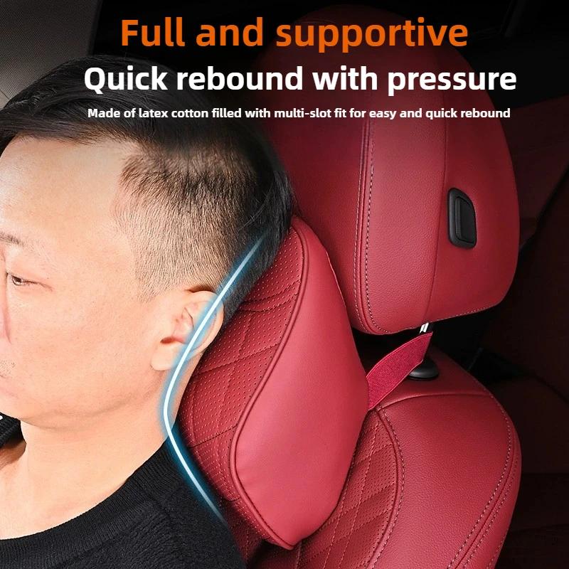 Universal Car Lumbar Support Pillow & Headrest Cushion - Memory Foam Neck/Back Cushion with OEM Car Texture
