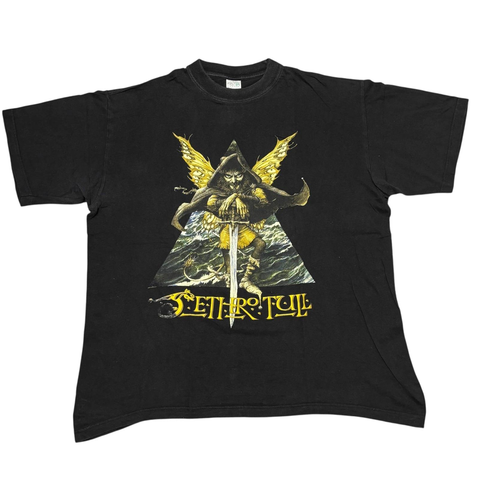 Vintage Jethro Tull Shirt XL Black 90s Tour Concert Rock Band Tee Marillion Rush S
