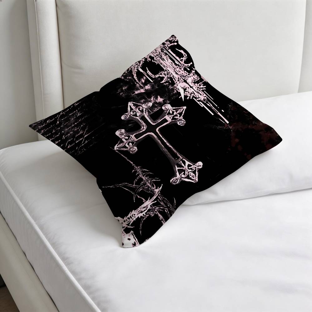 

Gothic Cyber Sigil Cross Decorative Square Pillow Cover Modern Cushion Case for Living Room Bedroom 30x30 cm