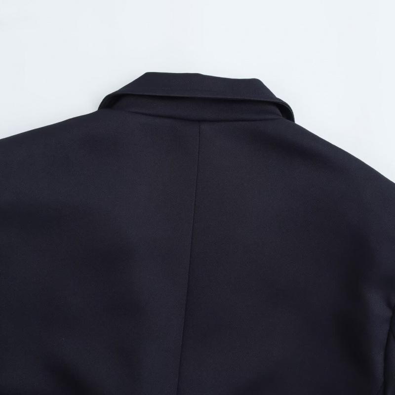 Winter Office Style European & American Women's Loose Long-Sleeved Coat with Pocket Embellishments