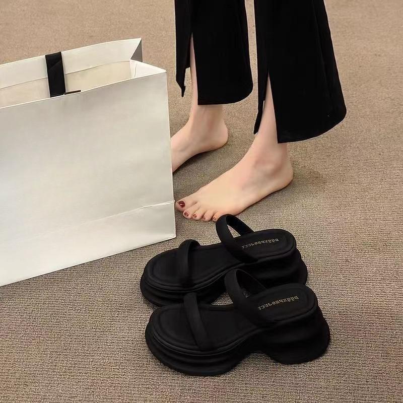 Slippers New Style Shoes Thick-soled Shoes Thick Heels One-strap Height-increasing Sandals