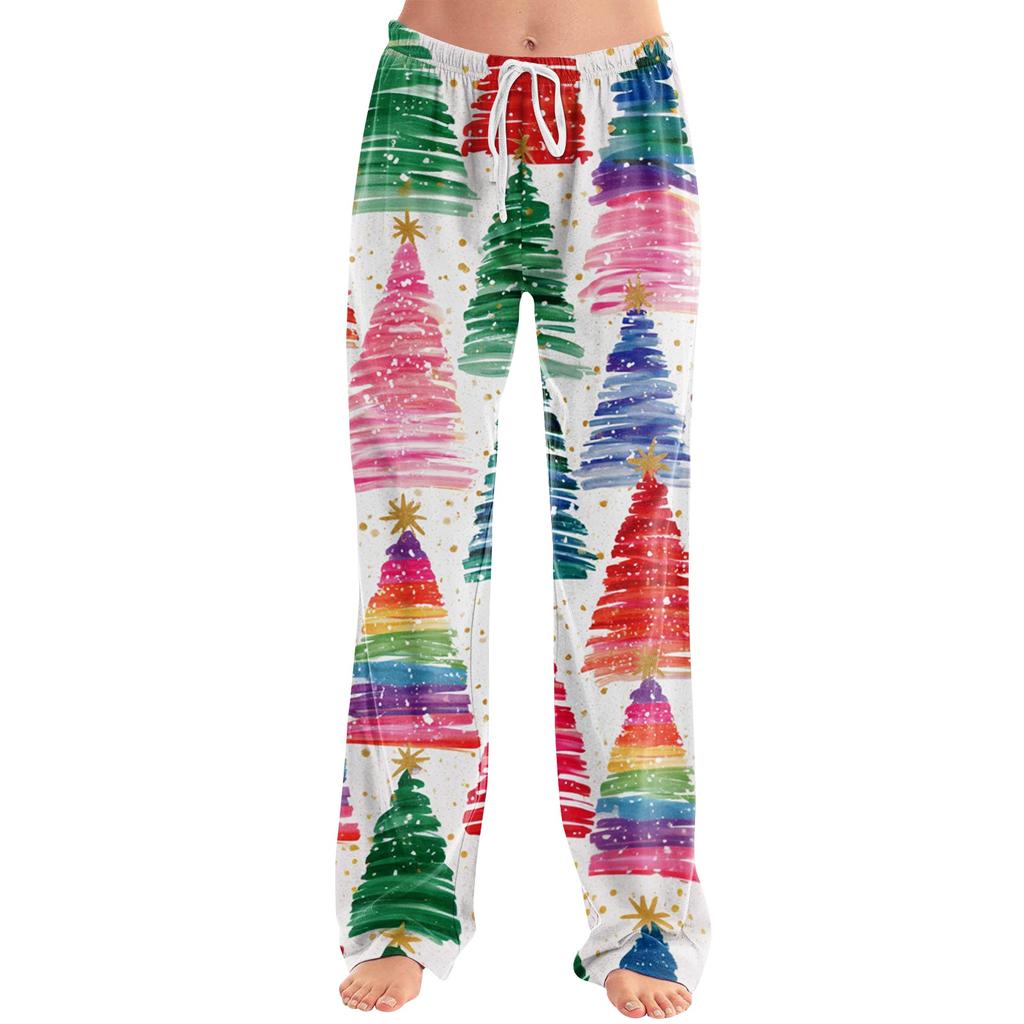 Women's Christmas Print Loose Fit Casual Pants for Holiday