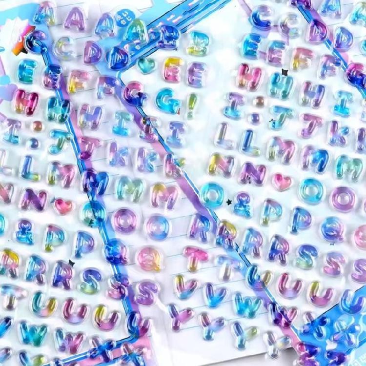 1 Sheet PVC And Epoxy Resin Letter Sticker Colorful 3D Raised Letter Detail For Kids Projects Craft User Friendly