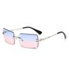 Vintage Brown Square Sunglasses Woman Luxury Brand Small Rectangle Sun Glasses Female Gradient Mirror Rimless Oculos De Sol