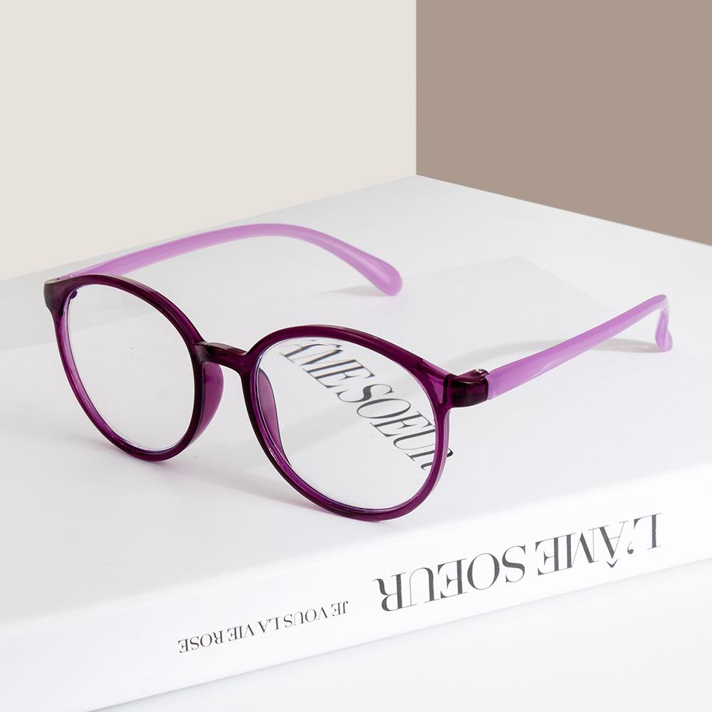 

Red large round frame glasses fashionable plain student retro literary round face with myopia Anti-blue light glasses фиолетовый