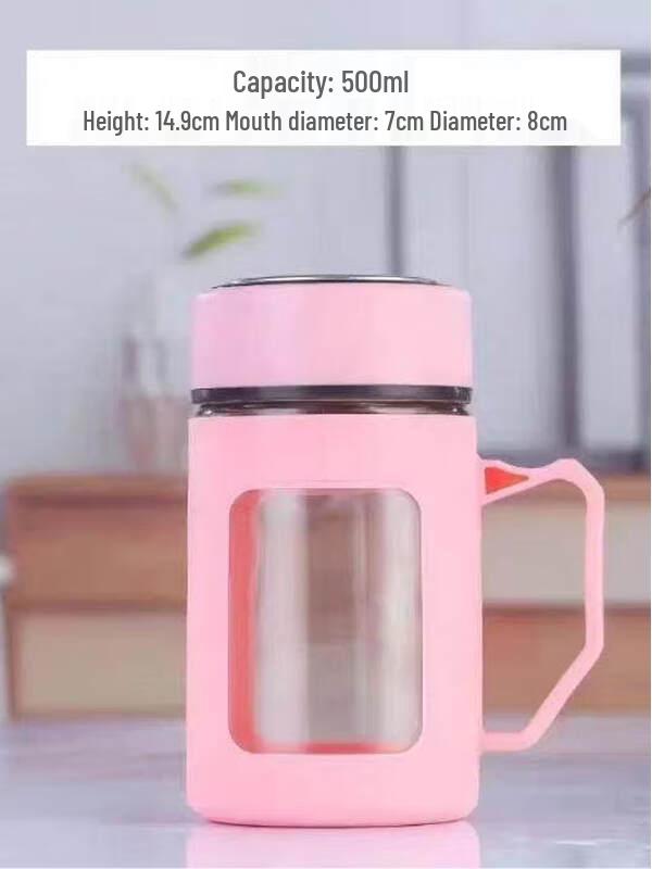 ZISIZ Large Capacity Glass Water & Tea Bottle with Crystal Filter