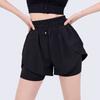 Novos shorts esportivos anti-luz femininos de peça dupla falsa secagem rápida respirável para corrida yoga fitness calças casuais verão