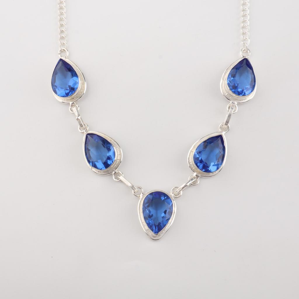 Tanzanite Gemstone Silver Necklace 925 Sterling Silver Handmade Jewelry Necklace For Wedding RN-1-8
