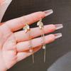 Süße Schimmerndes Blatt Quaste Zirkonia Hängeohrringe | Sanfte Fee Ästhetik Schmuck für Frauen