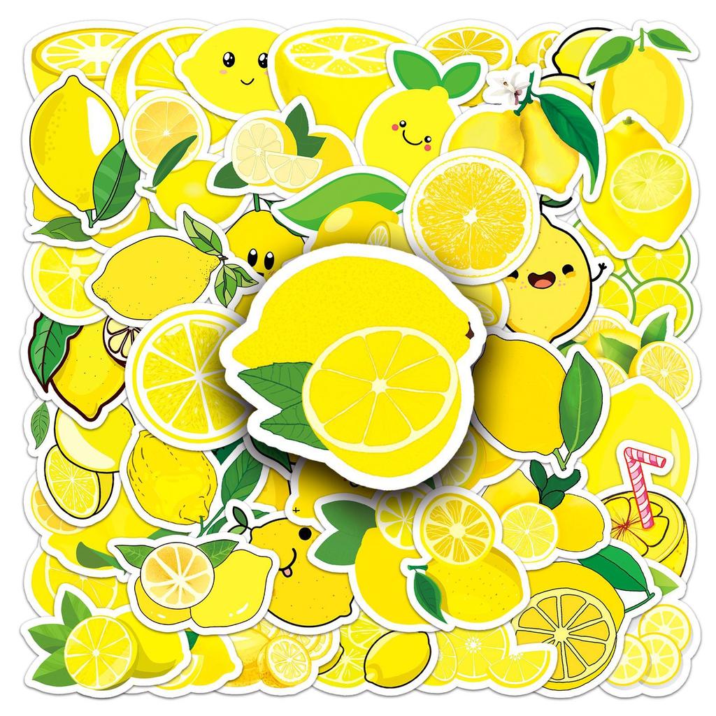 50 Lemon Doodle Personality Cartoon Fruit Children's Gauze Decorative Skateboard Suitcase Stickers Waterproof