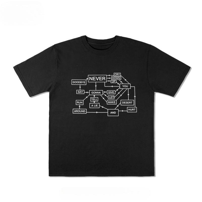 

Never Gonna Give You Up Short-sleeved T-shirt Summer Pure Cotton Trendy Men and Women Fun English 4XL