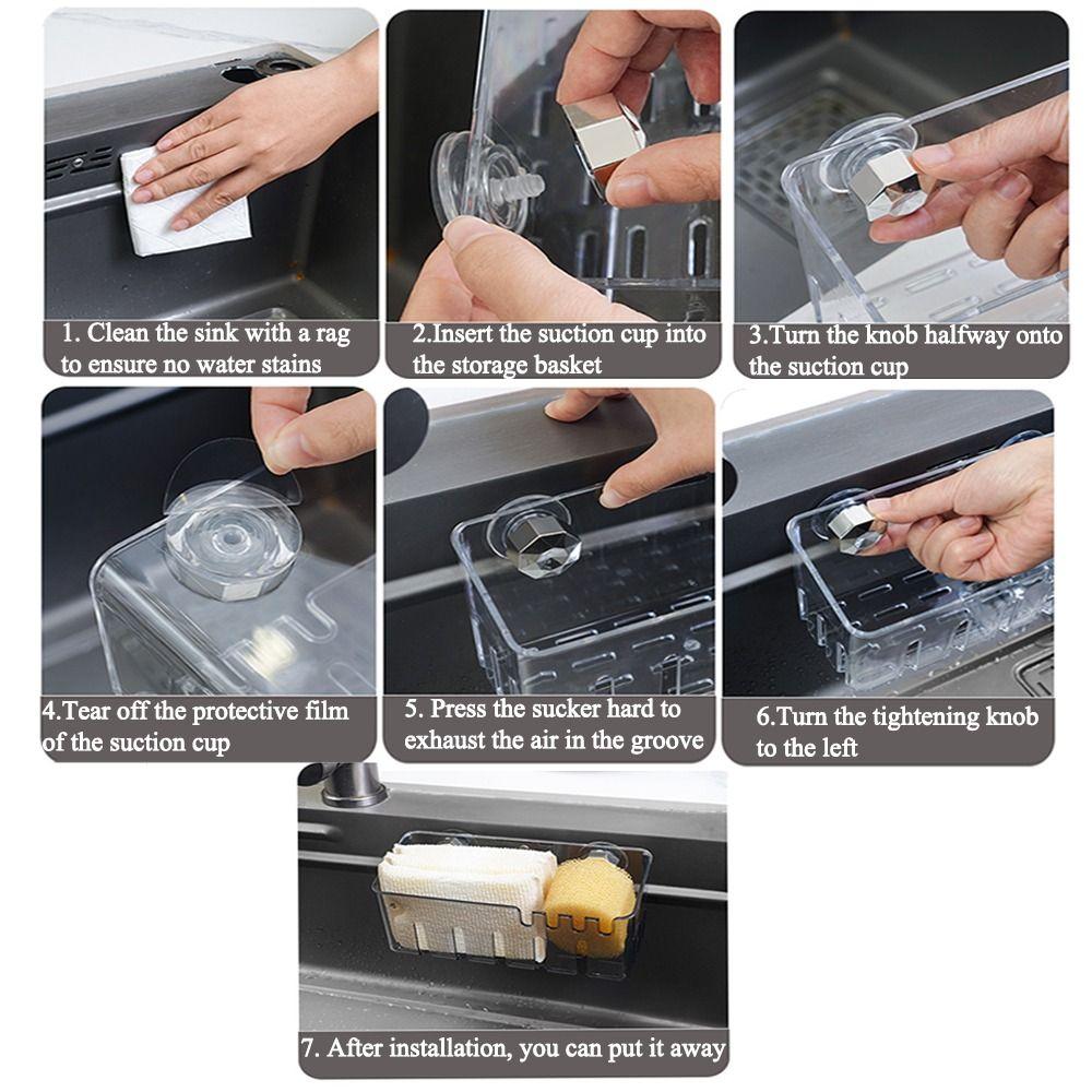 Suction Cup Kitchen Storage Racks Self-draining Seasoning Organizer Kitchen Sink Rack  Drain Rack