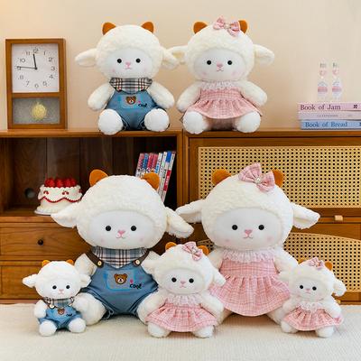 Multiple Sizes Couple Little Sheep Plush Toys Stuffed  Wearing Clothes Cartoon Sheep Doll Lovely Cozy Animal Toys Romantic Gift