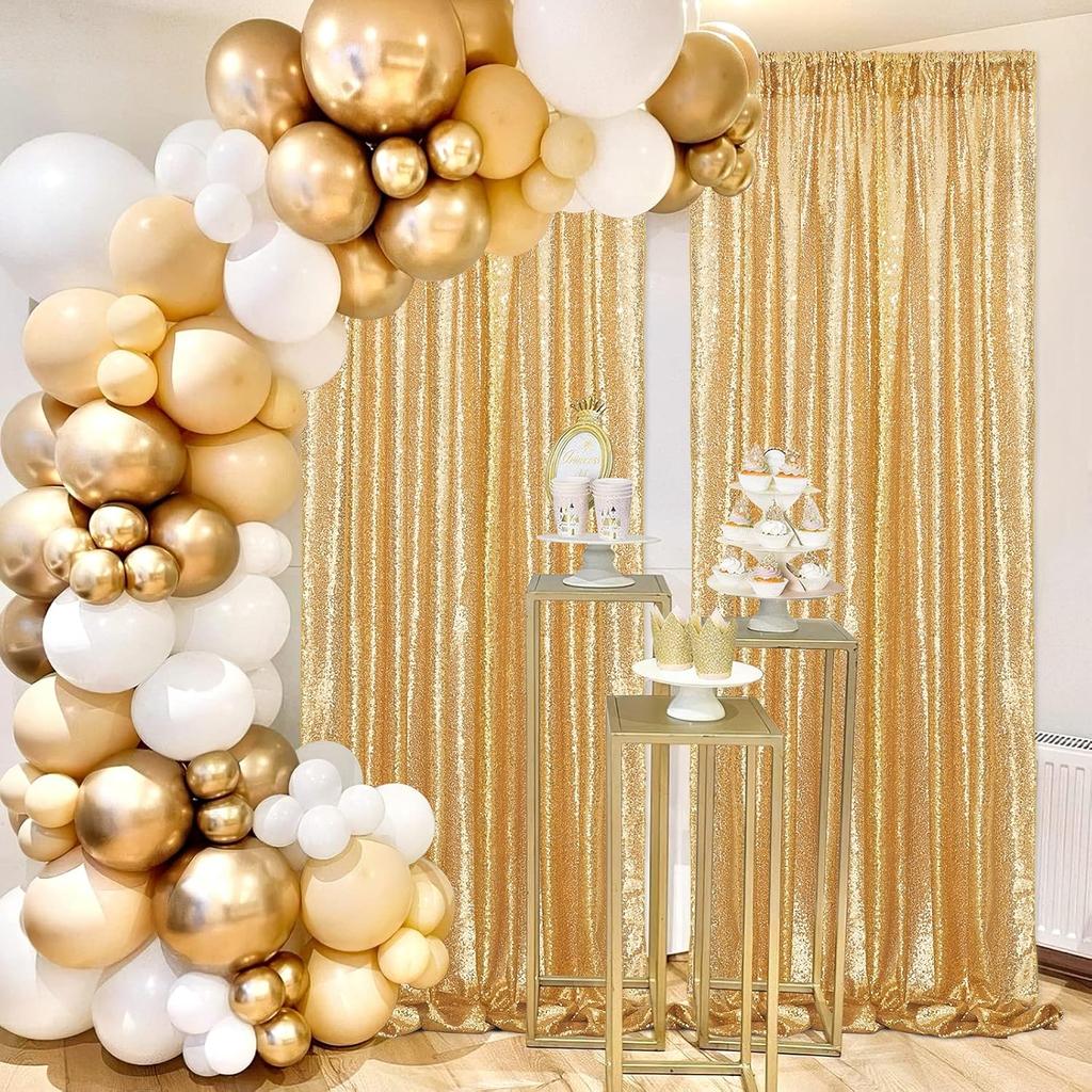 Gold Sequin Photo Backdrop Curtain Panels Stage For Shimmer Birthday Wedding Photograph Baby Shower Decoration Backdrop Fabric