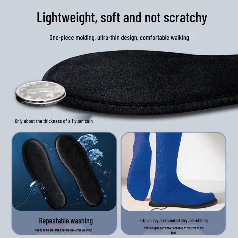 USB Rechargeable Heated Insoles - Electric Foot Warmers for Outdoor Use