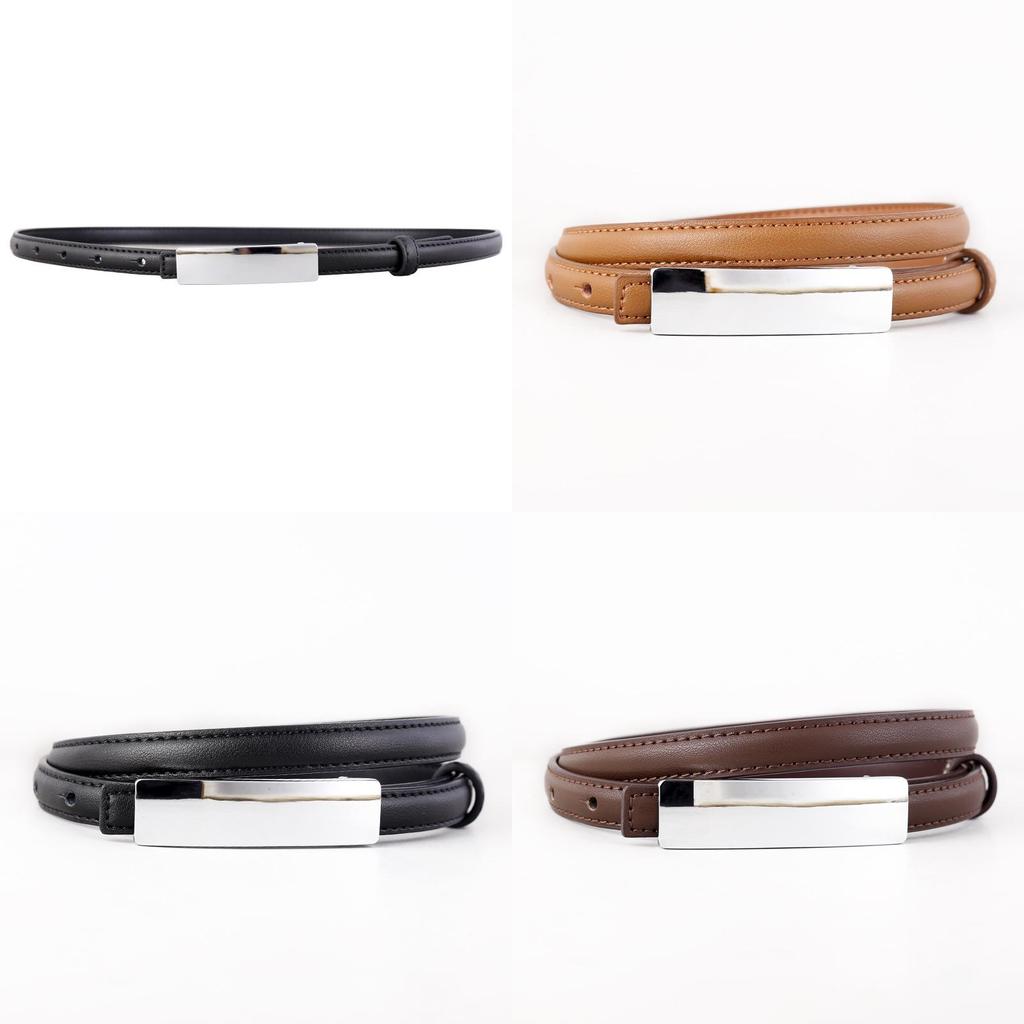 Leather Waist Belt For Women With Alloy Buckle And Punched Detailing For Office Style