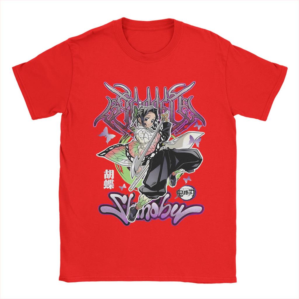 Men T-Shirt Shinobu Kocho Demon Slayer Funny 100% Cotton Tees Short Sleeve T Shirts Round Collar Clothing Gift Idea