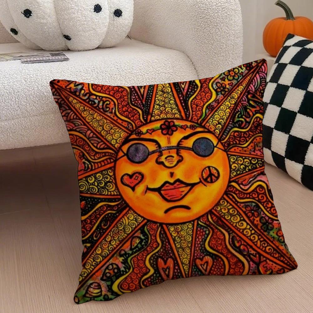 SHine BBohemian art Cushion Cover Throw Pillow Cover Hidden Button Durable Polyester Chair Cushion