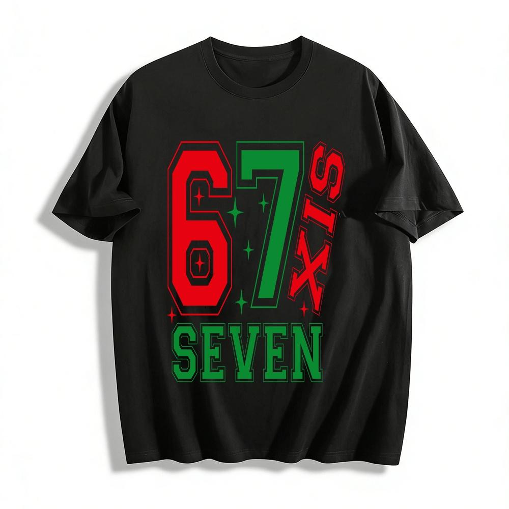 Vintage 67 Number Print Casual Tee Unisex Street Style Loose Top Pure cotton T-shirt XXS