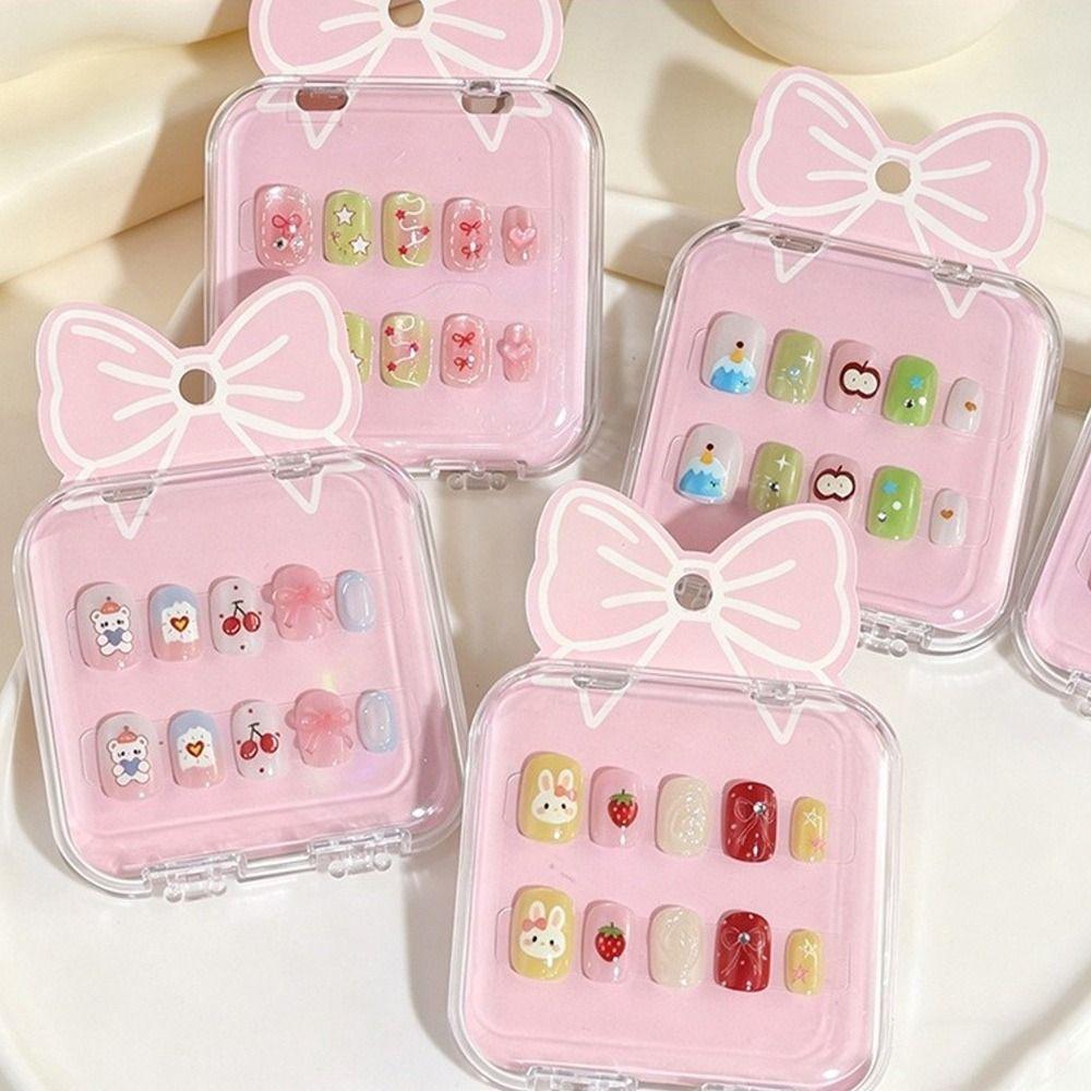 Cat's Eye Press On Nails Short Nail Tips New Nail Stickers Children Wearing