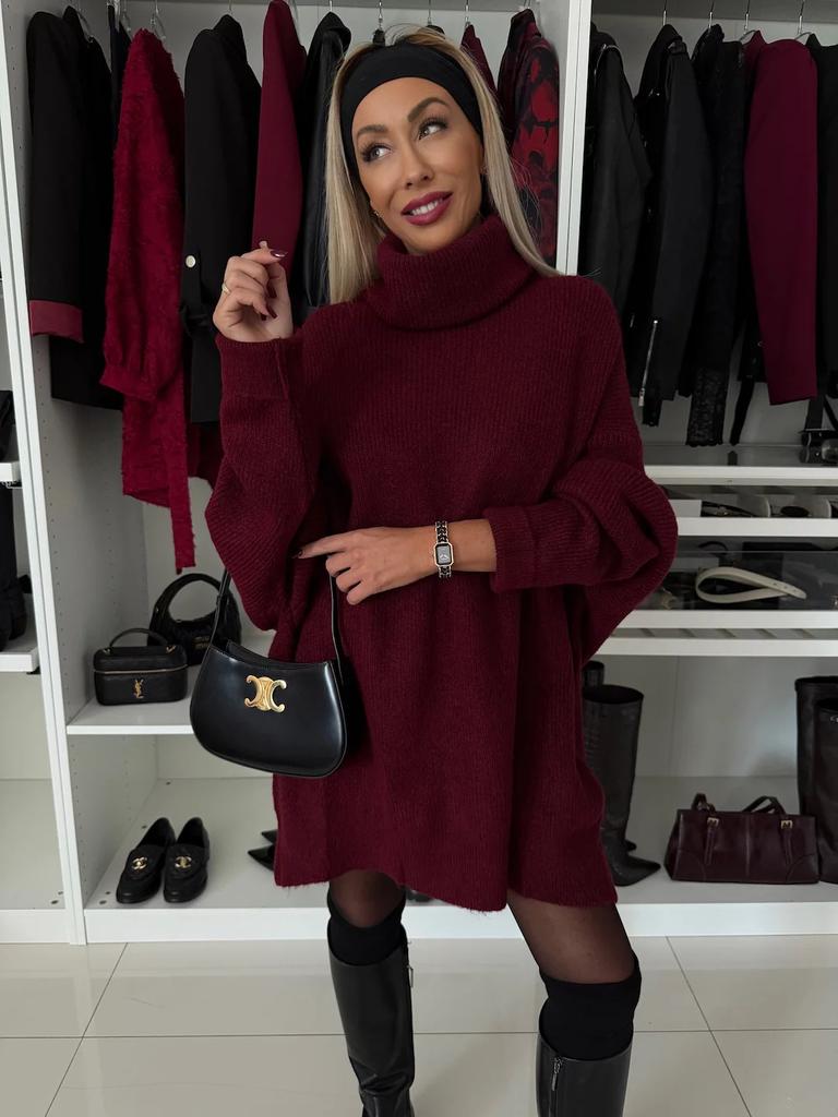 Women's 2026 Fall Winter New Arrival High Neck Long Sleeve Knit Long Cardigan Sweater Top, Casual Loose Warm Pullover Blouse