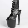 Women's  20cm Pole Dance Boots Black Lace Up Open Toe 20cm High Heel Platform Fashion Shoes Fish Toe