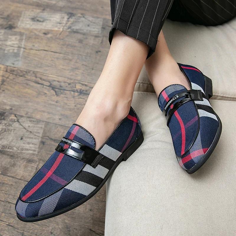 Mens Dress Designer Shoes Plaid Leather 2024 Fashion Handmade Wedding Party Luxury Brand Shoes Men Loafers Oxford Shoes Male 48