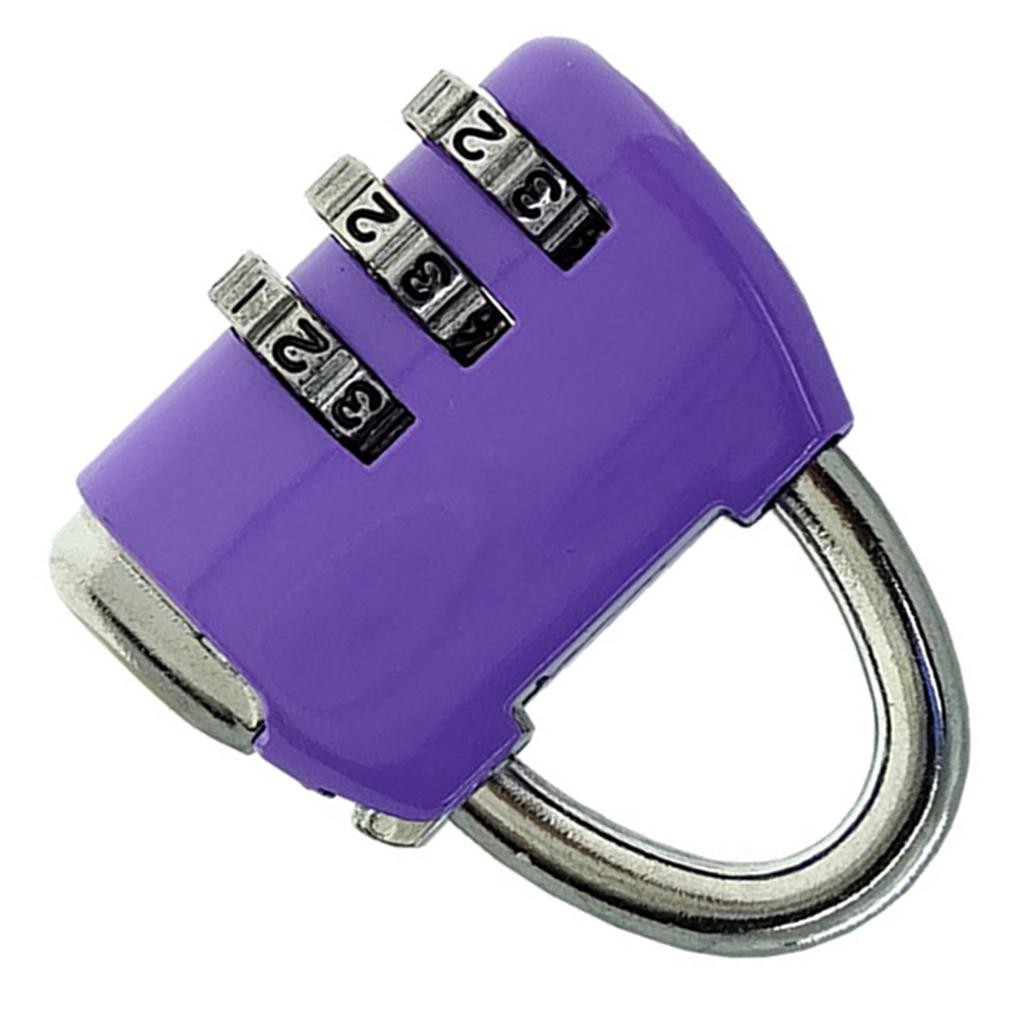Padlock 3 Digit Combination Lock Security Heavy Duty Zinc Alloy Luggage Locks for SuitcasePurple