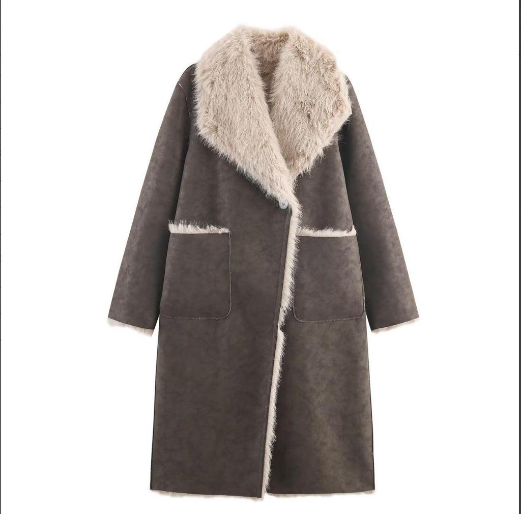 European & American Women's Fashion Reversible Faux Fur Coat - Casual Style