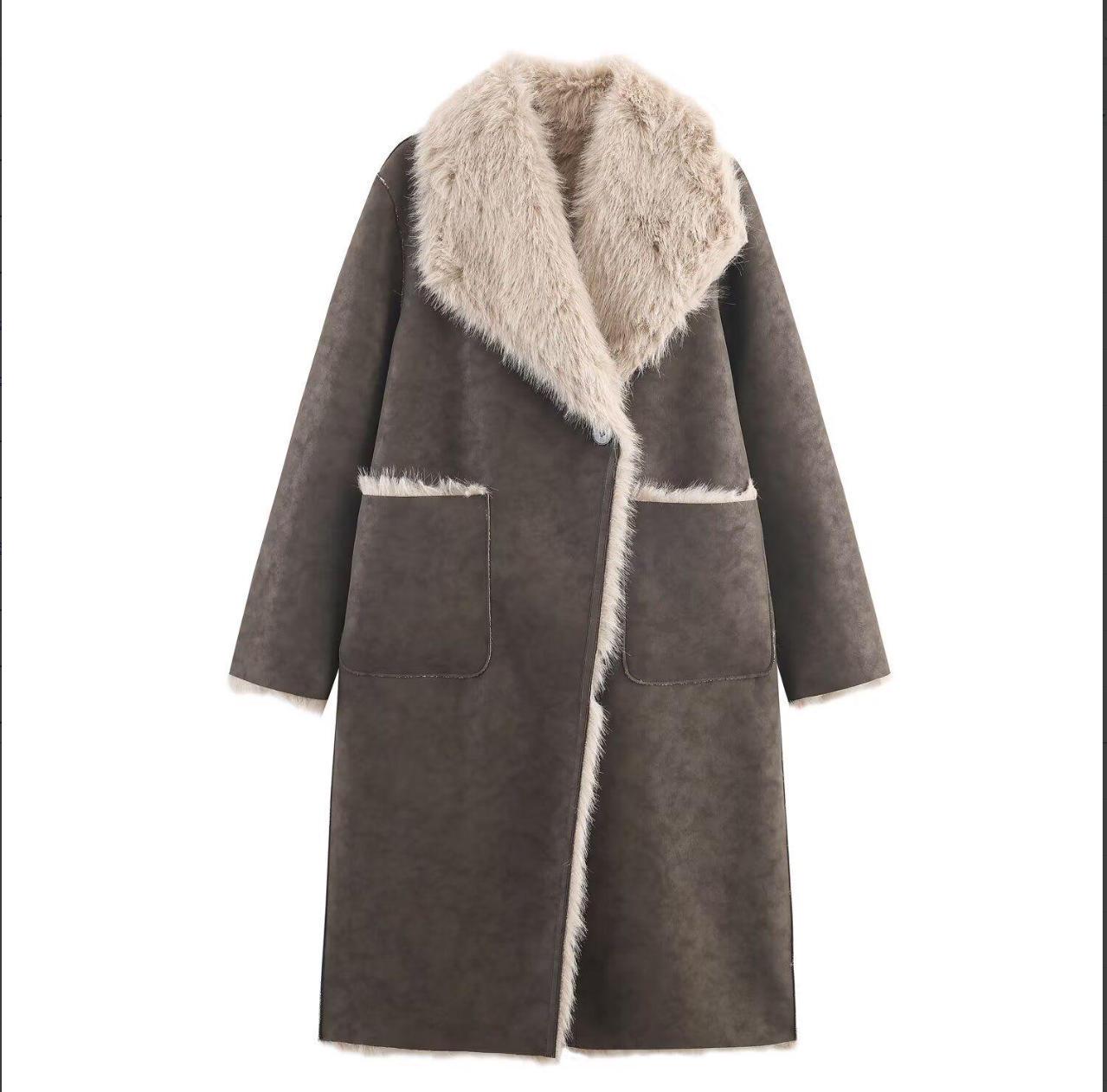 European & American Women s Fashion Reversible Faux Fur Coat - Casual Style S