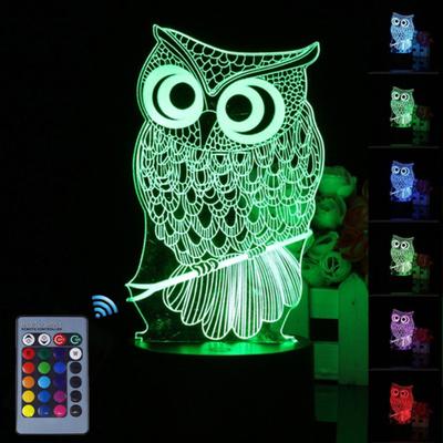 Kształt sowy Touch 3D LED Lampka nocna 7 Zmiana koloru Lampa stołowa na biurko Home Decor