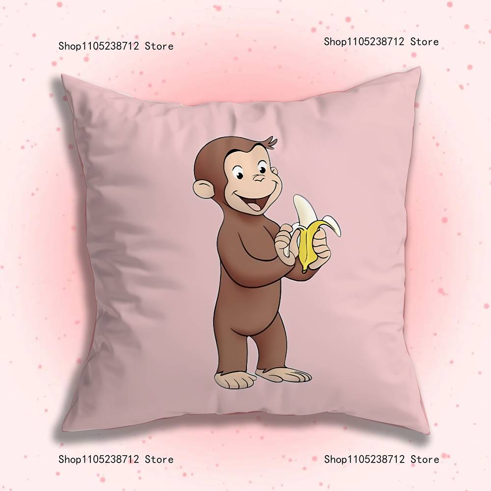 C-Curious Affe G-George Kissenbezug Kissenhülle Kissen Plüsch Jungen Mädchen Cartoon Anime Kawaii Dekoration Kindergeburtstag Niedliche Geschenke