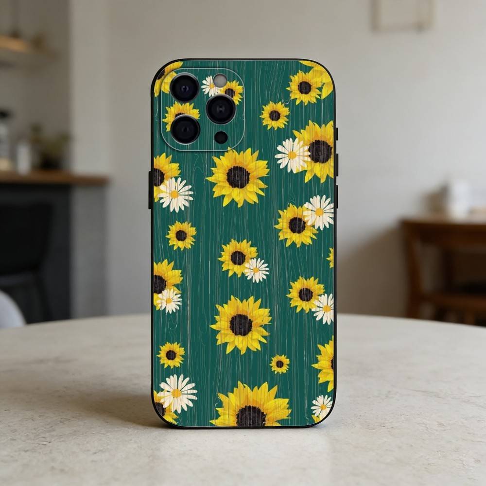 Sunflower Blossoms Phone Case Silicone Black Soft For IPhone 17,16,15,14,13,12,11,SE,Plus Pro Max