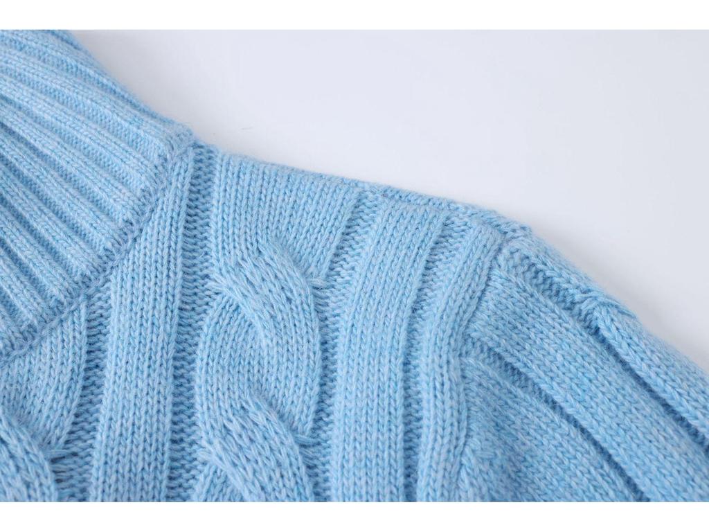 Herren Zopfstrick Wollmischung Halb-Zip Stehkragen Pullover