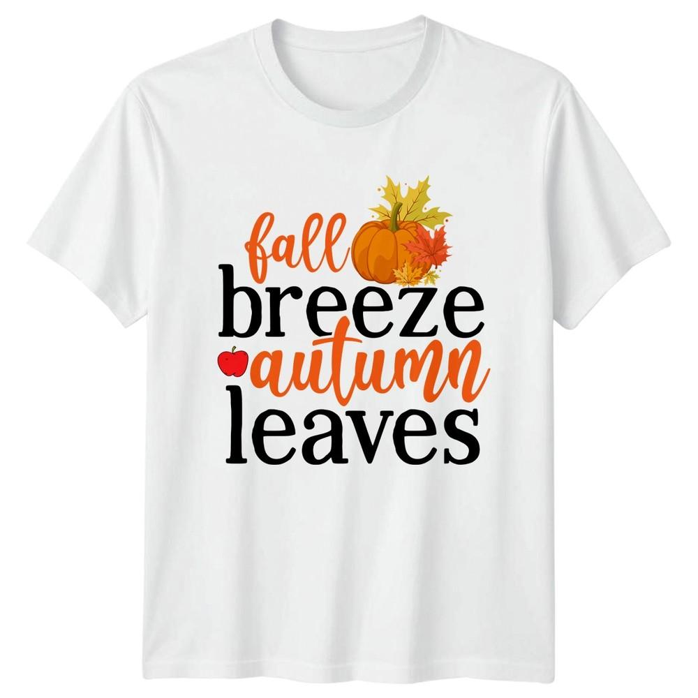 Fall Breeze Autumn Leaves TShirt Pumpkin Harvest Seasonal Thanksgiving S