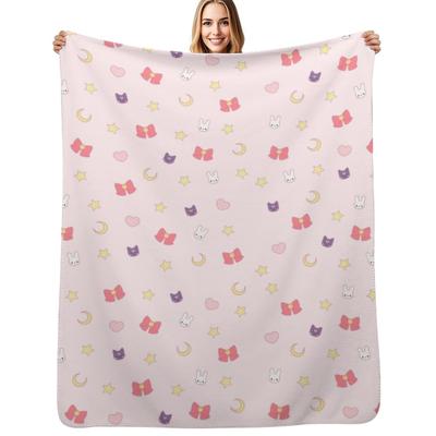 Moon Bunny Throw Blanket Soft Cozy Blanket for Pet Kids Adults