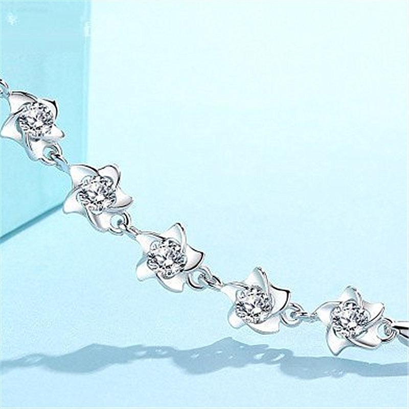 Korean-style Silver-plated Windmill Bracelet for Women Simple Starfish Bracelet Five-pointed Flower Bracelet, Sweet Jewelry