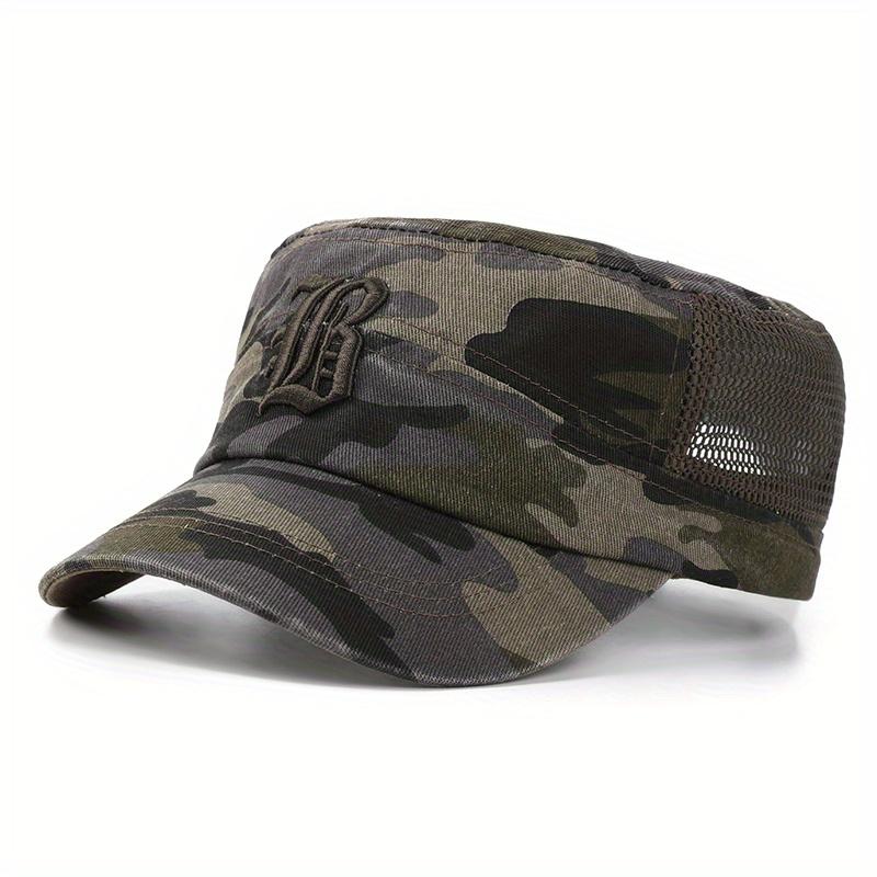 1pc Embroidered Camouflage UV Protection Mesh Breathable Flat Cap, Suitable For Outdoor Activities, For Men Women