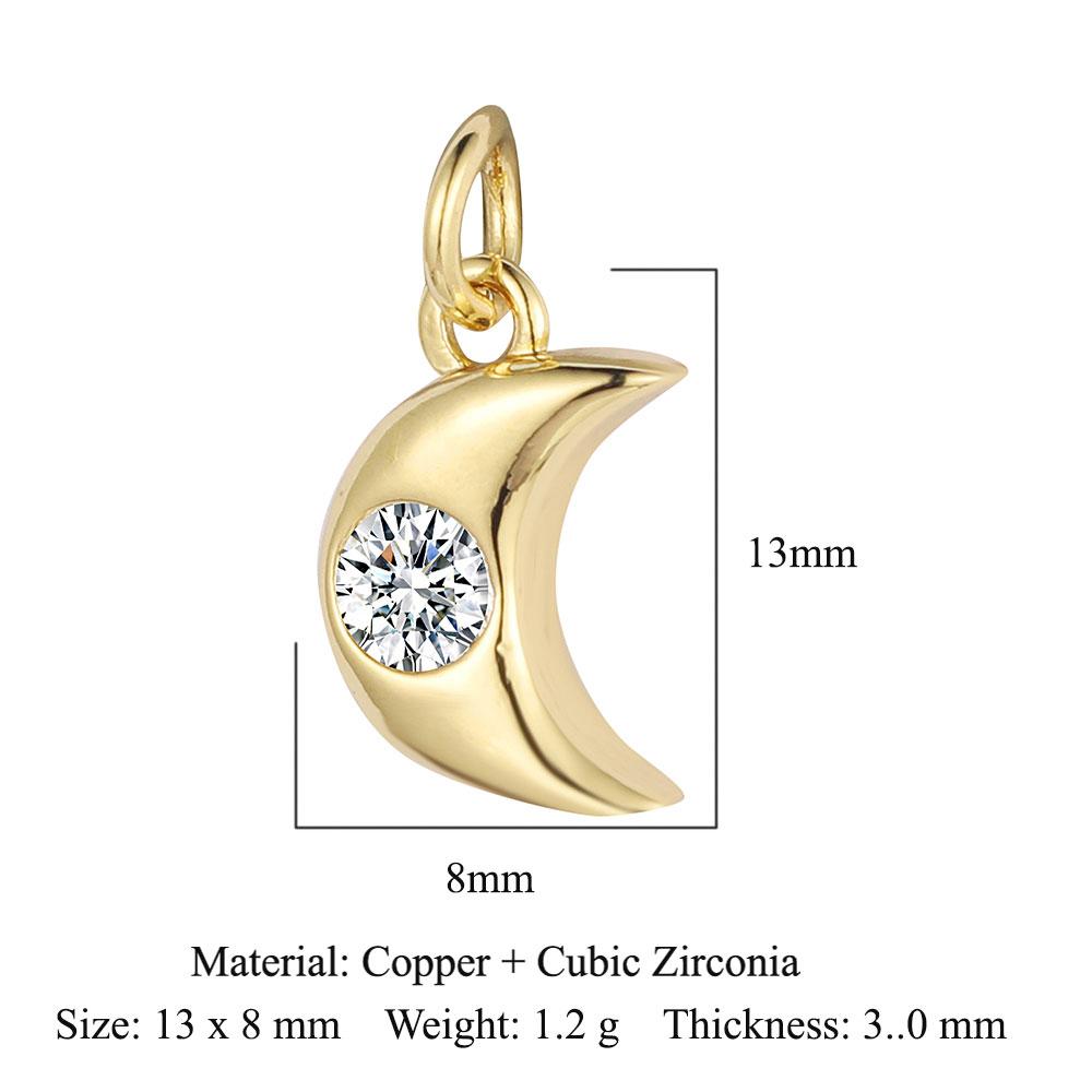 3pcs/Lot Crescent Moon Copper Zircon DIY Jewelry Pendant Octagonal Star Heart Butterfly CZ Charms Necklace Making