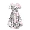 Damen Freizeitmode Glockenrock V-Ausschnitt Kurzarm Kleid mit Blumendruck