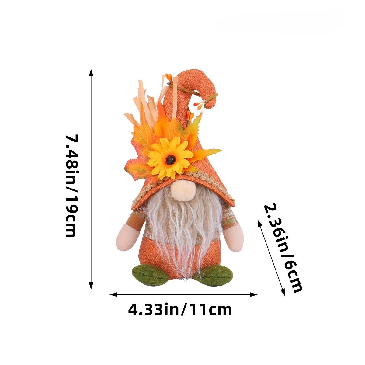 

Harvest Season Maple Leaf Straw Hat Goblin Dwarf Doll Ornament Fun Thanksgiving Scarecrow Doll Series Home Festival Decoration
