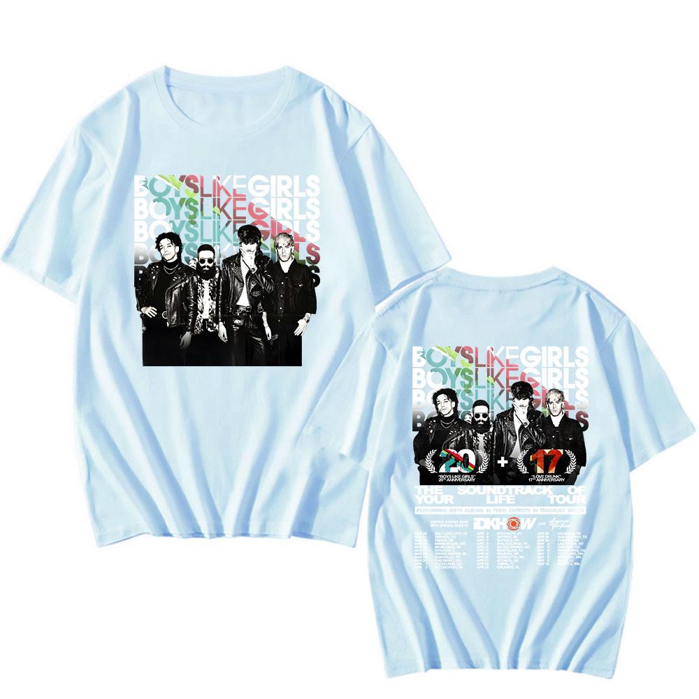 BLG THE SOUNDTRACK OF YOUR LIFE TOUR T-shirt BOYS LIKE GIRLS Rock Band Tshirts Cotton Short Sleeve Loose T Shirt Streetwear