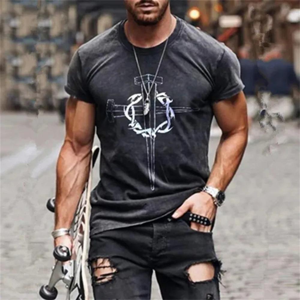 Retro 3D Print Men Sports Quick-dry Breathable T-shirt Summer Outdoor Street Casual Y2K Short-sleeve Top Parent-child Clothing