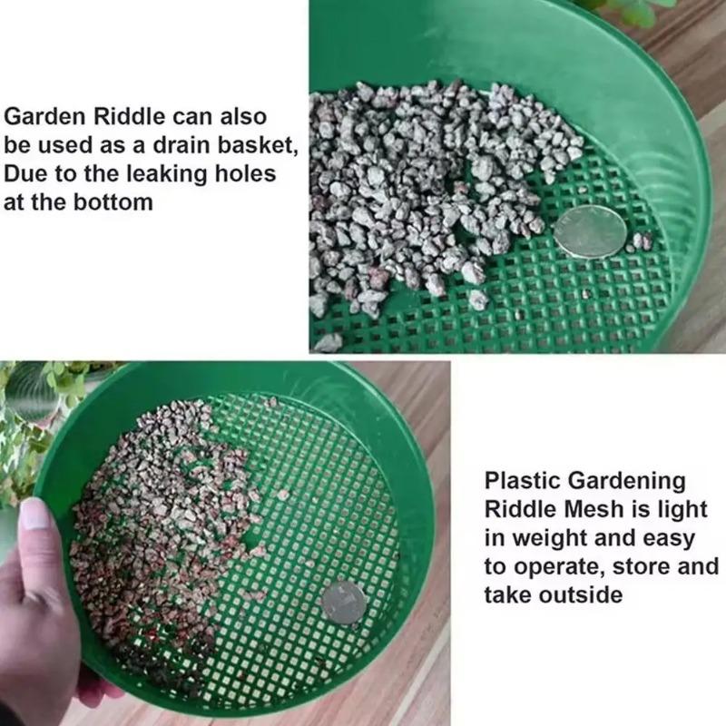 3Pcs Plastic Soil Sieve Filter Mesh for Soil Stone Sifting Filtration Home Garden Flower Plant Nursery Tools (Green)