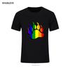 New Gay Bear Claw Rainbow Flag Black Shadow Tees Shirt Unisex Boy Personality Short Sleeve Crewneck Cotton 3XL Party Tshirts