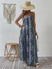 Spring Summer Women Fashion European American Style Printed Suspender Dress