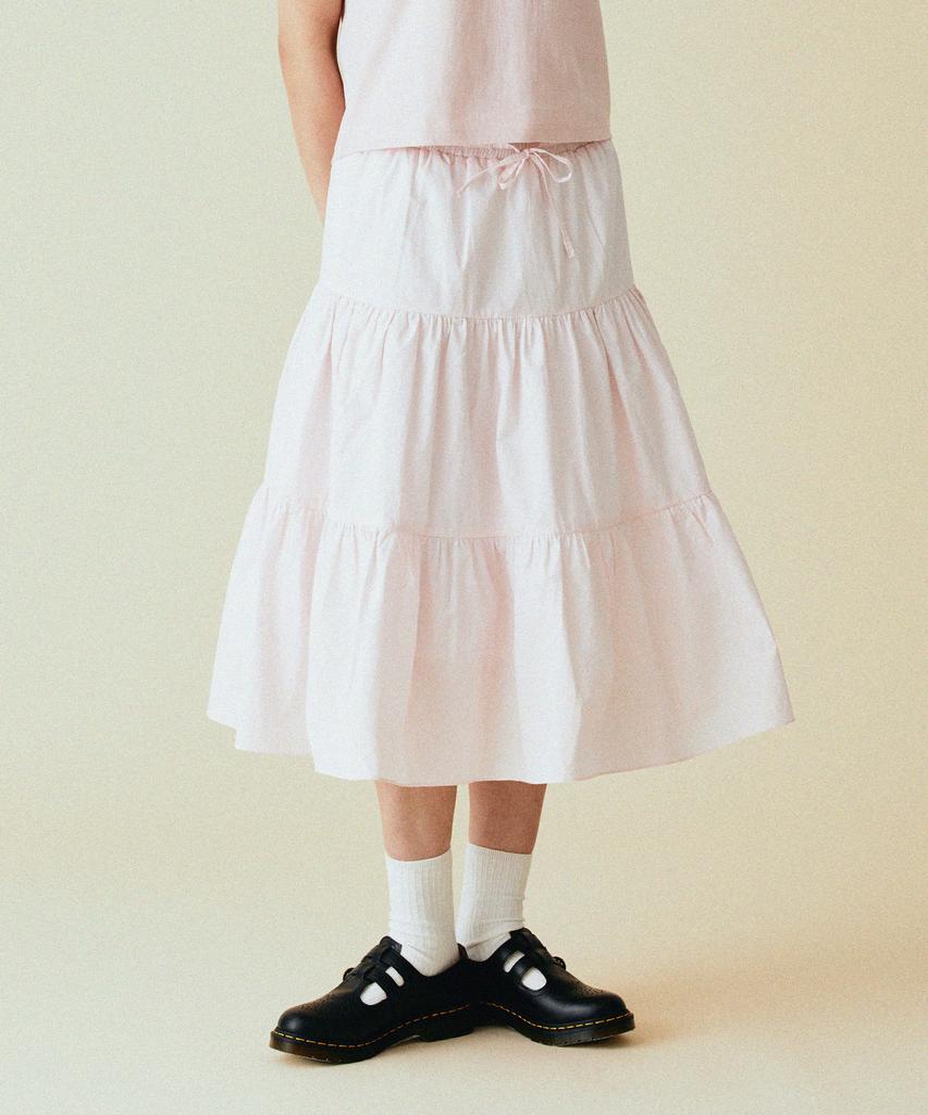 Konnichiwa Bonjour Butterfly Shirred Skirt (Pink)